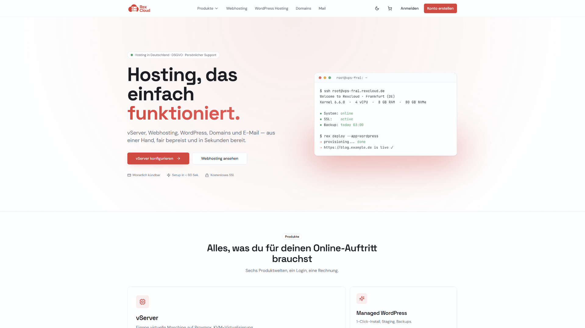 Webhosting, Domain und Mail made in Germany